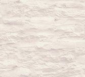 Steen tegel behang Profhome 959083-GU vliesbehang glad met natuur patroon mat crème wit 5,33 m2