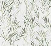 Fleurs peint à fleurs Profhome 367123-GU papier peint intissé légèrement texturé à motif floral vert blanc mat 5,33 m2