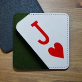 ILOJ onderzetter - speelkaart harten boer - vierkant