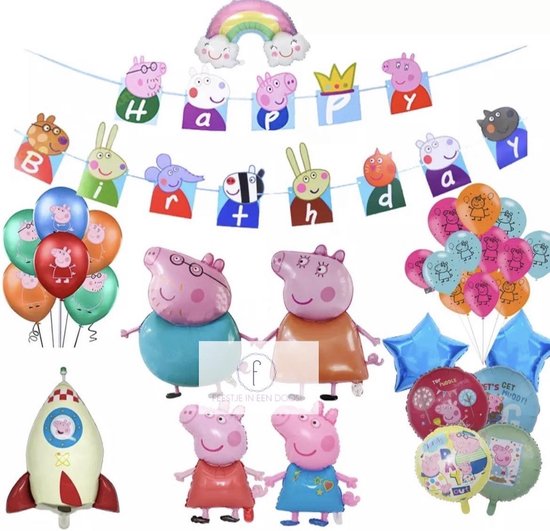 Op de kop van Kwik vorm Peppa Pig verjaardag feestpakket - decoratie kinderfeest | bol.com