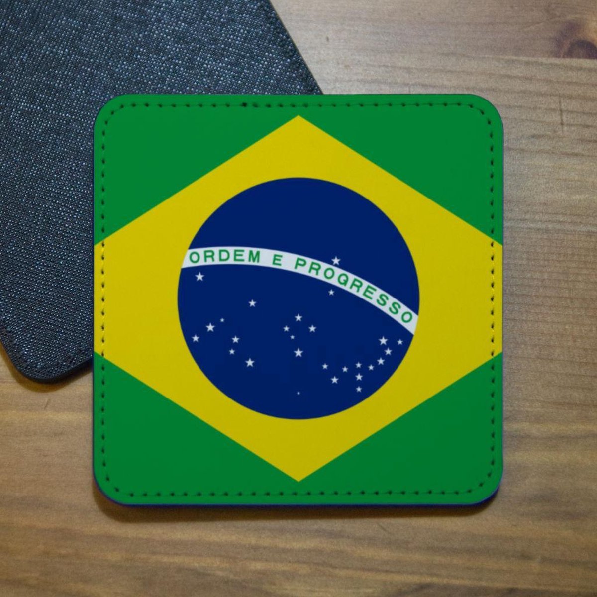 ILOJ onderzetter - Braziliaanse vlag - vlag van Brazilië - vierkant