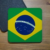 ILOJ onderzetter - Braziliaanse vlag - vlag van Brazilië - vierkant