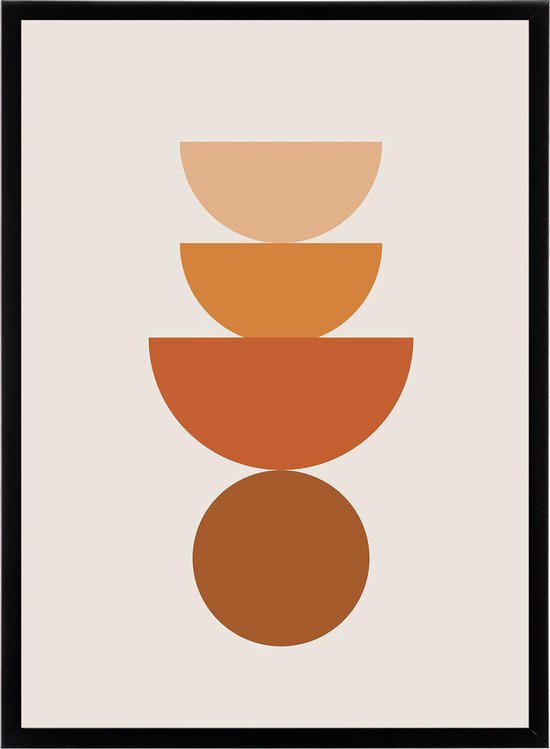 Poster Abstract Design - Geomterie Vormen - Bruin & Oranje - Grafisch Kunst