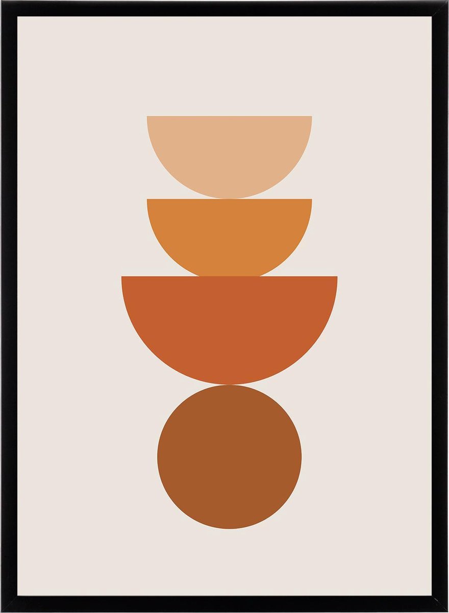 Esque Poster Abstract Design - Geomterie Vormen - Bruin & Oranje - Grafisch Kunst - 50x70 cm Losse poster