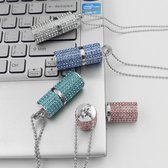 Wit Kristal USB stick - usb schijf USB 2.0 Metaal Schattig - Halsketting in de vorm van een kristallen parfumflesje - 8GB USB Drive - fashion - mode - wit