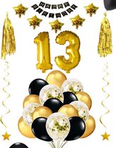 13 jaar verjaardag feest pakket Versiering Ballonnen voor feest 13 jaar. Ballonnen slingers sterren opblaasbare cijfers 13