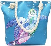 Dielay - Strandtas met Print - Canvas - 42x38 cm - Schildpad
