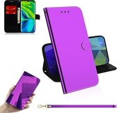 Voor Xiaomi Mi Note10 Pro Lmitated Mirror Surface Horizontale Flip Leather Case met houder & kaartsleuven & Wallet & Lanyard (paars)