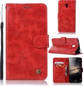 Voor lenovo vibe p1 retro koperen knop gek paard horizontale flip pu lederen case met houder & kaartsleuven & portemonnee & lanyard (rood)