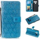 Geperst Printing Rattan Flower Pattern Horizontal Flip PU Leather Case for LG G8 ThinQ / G8S ThinQ, with Holder & Card Slots & Wallet & Photo Frame (Blue)