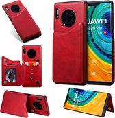 Voor Huawei Mate30 Pro effen kleur kalfsleer schokbestendige beschermhoes met kaartsleuven en fotolijst (rood)