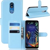 Litchi Texture horizontale flip lederen tas voor LG K40, met portemonnee en houder en kaartsleuven (blauw)