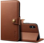 Voor iPhone XR Denior V2 luxe auto koeienhuid horizontale flip lederen tas met portemonnee (bruin)