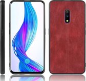 Voor Oppo Realme X schokbestendig naaien koe patroon huid PC + PU + TPU Case (rood)