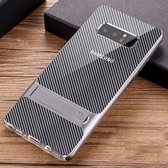 Voor Galaxy Note8 Carbon Fiber Texture TPU + PC Case met houder (Space Grey)