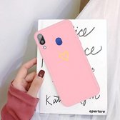 Voor Galaxy A30 Golden Love Heart Pattern Frosted TPU beschermhoes (roze)