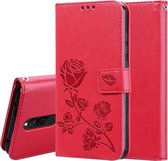 Voor Geschikt voor Xiaomi Redmi 8 Rose reliëf horizontaal Flip PU lederen tas, met houder & kaartsleuven & portemonnee (rood)