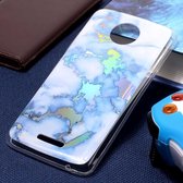 Voor Motorola Moto C Blauwgoud Marmerpatroon Zachte TPU Beschermende Cover Case