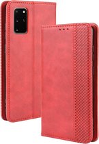 Voor Galaxy S20 + / S20 + 5G magnetische gesp retro gekke paard textuur horizontale flip lederen case, met houder & kaartsleuven & fotolijst (rood)