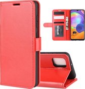 Voor Galaxy A31 R64 textuur enkele horizontale flip beschermhoes met houder & kaartsleuven & portemonnee & fotolijst (rood)