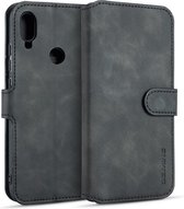 Voor Huawei Y6 (2019) DG.MING Retro Oil Side Horizontal Flip Case met houder & kaartsleuven & portemonnee (zwart)