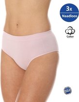 Brubeck Dames Ondergoed Slip Midi - Naadloos Elastisch Katoen 3-Pack - Poederroze L