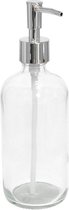 Zeeppompje/zeepdispenser basic transparant glas 21 cm - Navulbare zeep houder - Toilet/badkamer accessoires