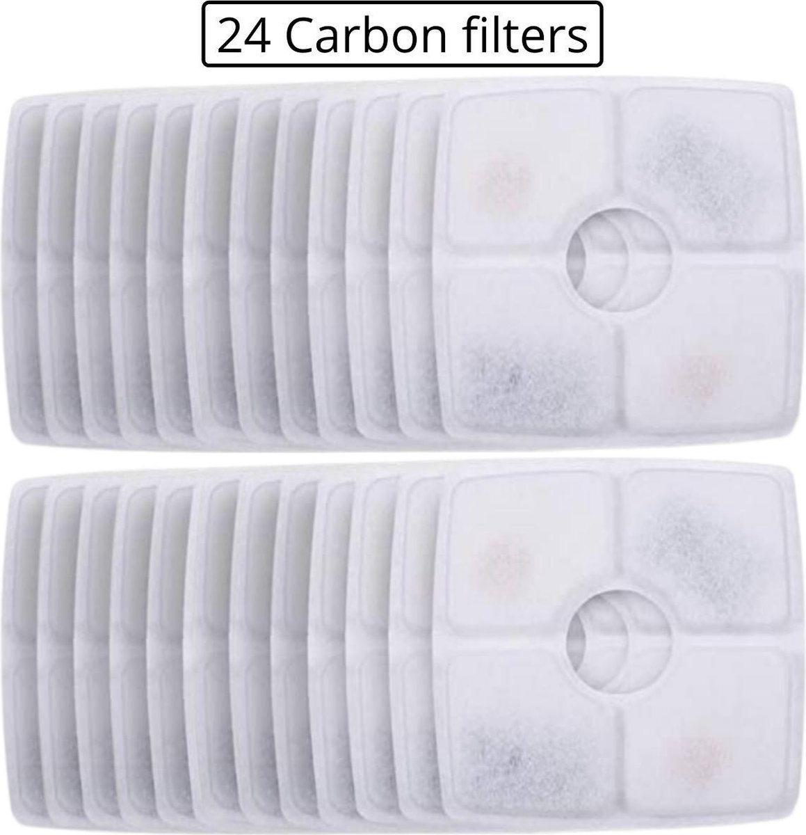 Drinkfontein Filters - Vierkante Filters van Carbon - Kattenfontein - Drinkfontein Kat - Navulling set - 24 Stuks