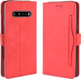 Voor LG V60 ThinQ 5G Wallet Style Skin Feel Calf Pattern Leather Case, met aparte kaartsleuf (rood)