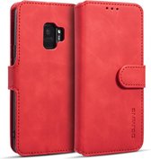 DG.MING Retro Oil Side Horizontal Flip Case met houder & kaartsleuven & portemonnee voor Galaxy S9 (rood)