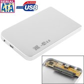 Let op type!! Externe USB 2.0 behuizing voor 2.5 inch SATA HDD harde schijf  Afmetingen: 126 x 75 x 13 mm (zilverkleurig)