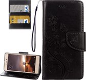 Voor xiaomi redmi 3 pro / 3s vlinders liefde bloemen reliÃ«f horizontale flip lederen tas met houder & kaartsleuven & portemonnee & lanyard (zwart)