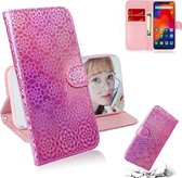 Voor Xiaomi Redmi Note 6/6 Pro Effen kleur Kleurrijke magnetische gesp Horizontale flip PU lederen tas met houder en kaartsleuven & portemonnee en draagkoord (roze)