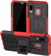 Tyre Texture TPU + PC schokbestendig hoesje voor Galaxy A20e / A10e, met houder (rood)