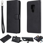 Voor Huawei Mate 20 Effen kleur Horizontale Flip Beschermhoes met houder & kaartsleuven & portemonnee & fotolijst & lanyard (zwart)