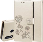 Rose reliÃ«f horizontaal Flip PU lederen tas voor Galaxy A60, met houder & kaartsleuven & portemonnee (goud)
