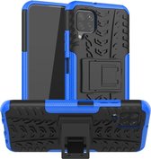 Voor Huawei P40 Lite Tyre Texture Shockproof TPU + PC beschermhoes met houder (blauw)