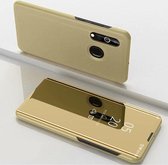 Voor OPPO A8 vergulde spiegel horizontale flip lederen tas met houder (goud)