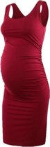 Effen kleur mouwloze zwangerschapsjurk met ronde hals (kleur: rood Maat: XL)-Rood