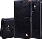 Business Style Oil Wax Texture Horizontal Flip Leather Case voor Galaxy A6 Plus (2018), met houder & kaartsleuven & portemonnee (zwart)