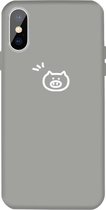 Voor iPhone XS Max Small Pig Pattern Colorful Frosted TPU Phone beschermhoes (grijs)