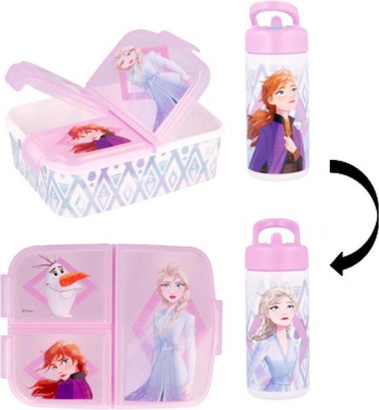 plotseling monteren zakdoek Disney Frozen Multi compartment broodtrommel (18cm X 13cm X 6cm) +  drinkfles (18 cm... | bol.com