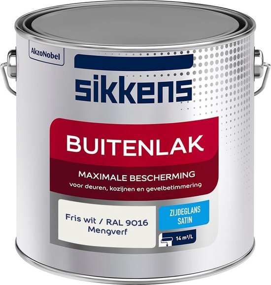 plakband Uitrusting noot Sikkens Buitenlak - Verf - Zijdeglans - Mengkleur - Fris wit / RAL 9016 -  2,5 liter | bol.com