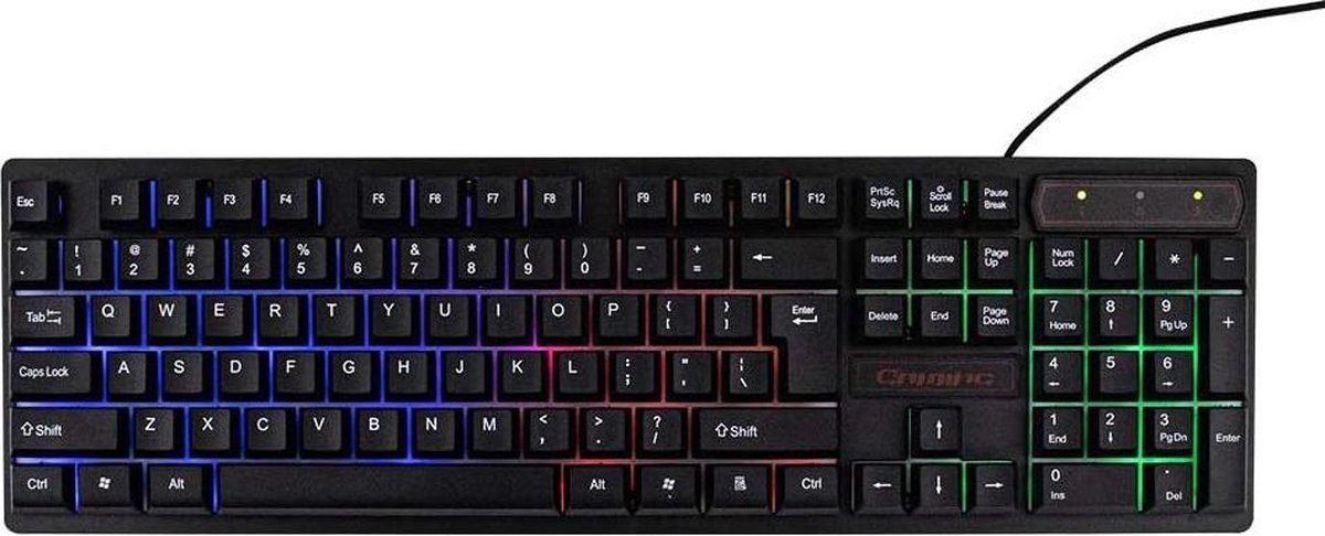 Bedraad toetsenbord KR-6300 USB kabel Gamingtoetsenbord 104 toetsen Driekleurig toetsenbord met achtergrondverlichting Ergonomisch Zwart