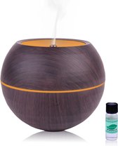 Niceey Aroma Diffuser Luchtbevochtiger – Geurverspreider Elektrisch – Incl. Etherische Olie – Vernevelaar 230 ml – met LED Verlichting – Donkerbruin