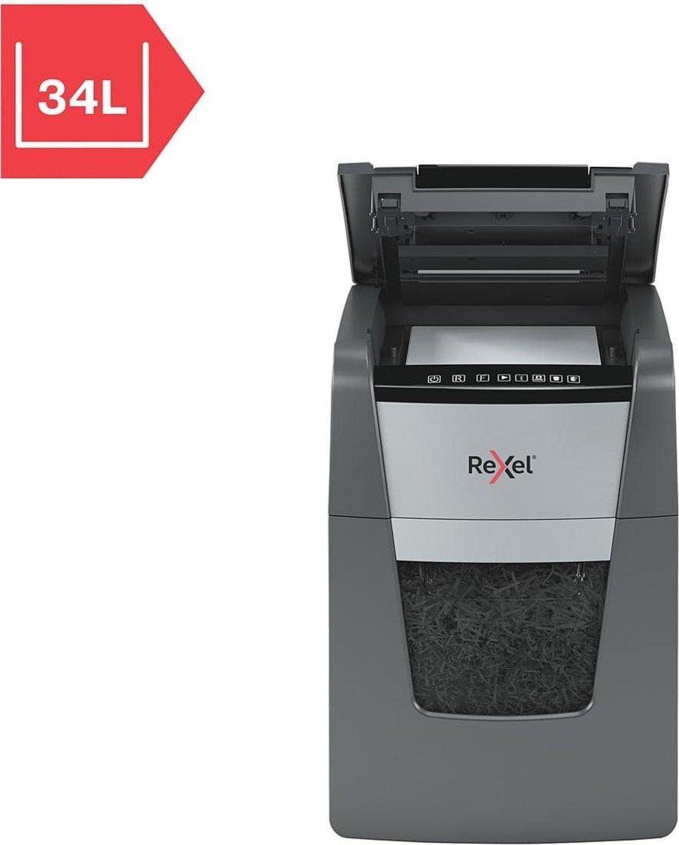 Rexel Optimum AutoFeed 90X Papierversnipperaar - P4 Snippers - Automatische Invoer Tot 90 Vel - 34L - Zwart thumbnail 5