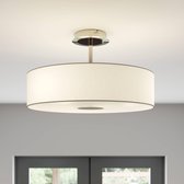 Lindby - plafondlamp - 3 lichts - stof, glas, metaal - H: 31.5 cm - E27 - wit, mat nikkel, chroom