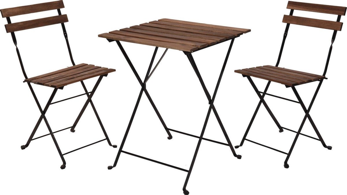 Bistro set - Tuintafel en stoelen - Zwart - Metaal - Hout - Merkloos