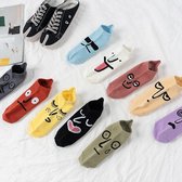 Smiling Socks® Toffe Sokken - 10 Paar Enkelsokken - Gekke sokken - Anti-zweet - Sokken Met Gezicht - Leuke sokken  - 10 Paar - Maat 35-43 - Huissokken - Katoen - Vrolijke dames sok