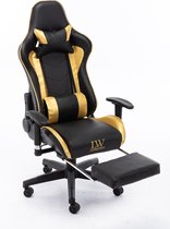 Gamestoel met voetsteun Goud verstelbaar LW Collection - Verstelbare Bureaustoel - Gamingstoel - bureaustoel voor volwassenen ergonomisch - Racingstoel